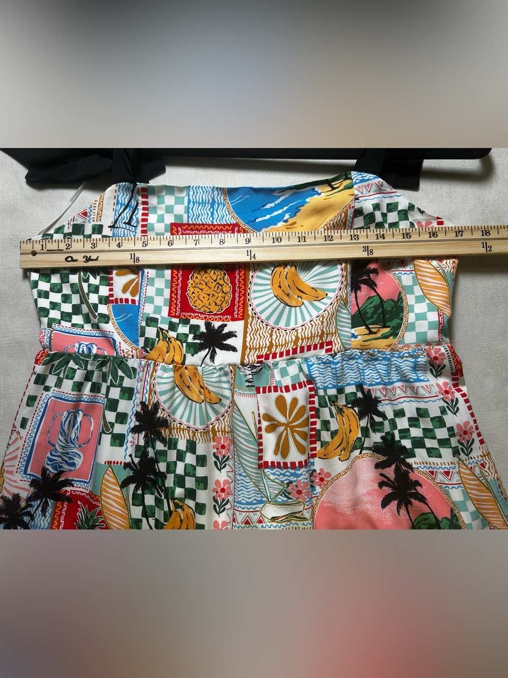 Skies Are Blue Tropical Patchwork Tiered Maxi Dress M Resort Boho old money #632 - Picture 9 of 14